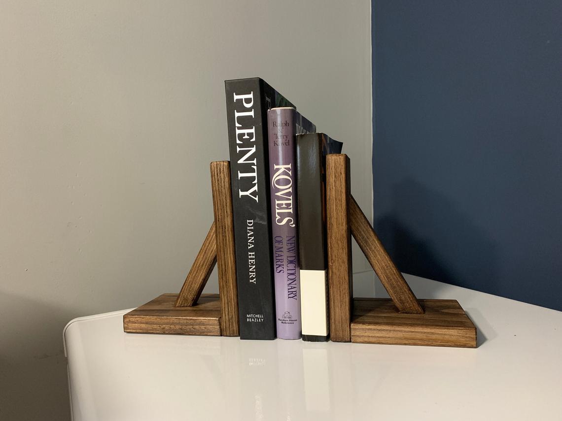 A pair of Unique handmade Rustic wooden bookends holder