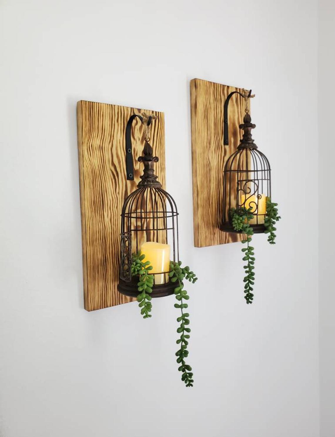 Hanging Birdcage Lanterns Set of 2