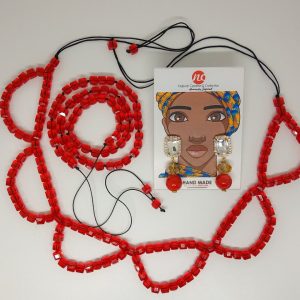 Handmade african Crystal Glass beads 2 set headpiece and matching earrings.